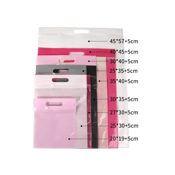 Clothing Portable Plastic Bag Long Sleeve Hoodie Pants Featuring Transparent Zipper Non-Woven Material for Shoes Socks Fur
