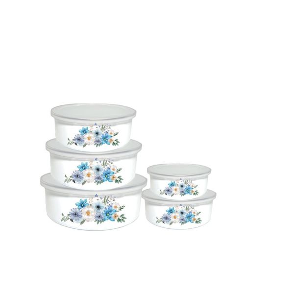 Carbon Steel Enamel Storage Bowl Set 10cm 12cm 14cm 16cm 18cm Custom Decal Printing