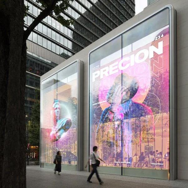 Écran LED à film cristallin autoadhésif à haute transmission P10 affichage extérieur à LED