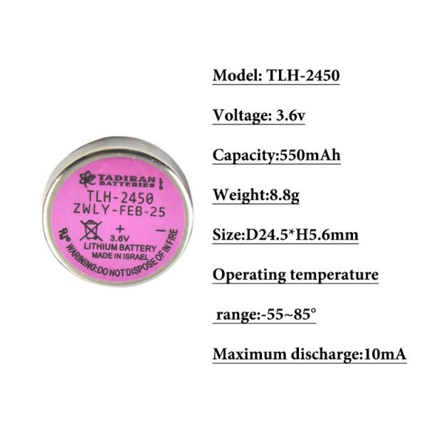 Wholesale TLH2450 Round Button Battery 550mAh 3.6V 12-Month Warranty Disposable Replaces TL-5186 for ETC Water Meter Instruments
