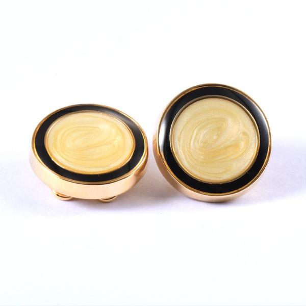 Coffee Epoxy Inlay Brass Button Cover Cufflinks Round For Men'S Normal Shirt