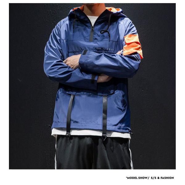 Men Nylon Pullover Hooded Lightweight Windbreaker Jackets Waterproof