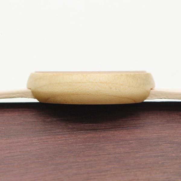 Round Leather Strap Watches Womens Water Resistant Quartz Wood Face