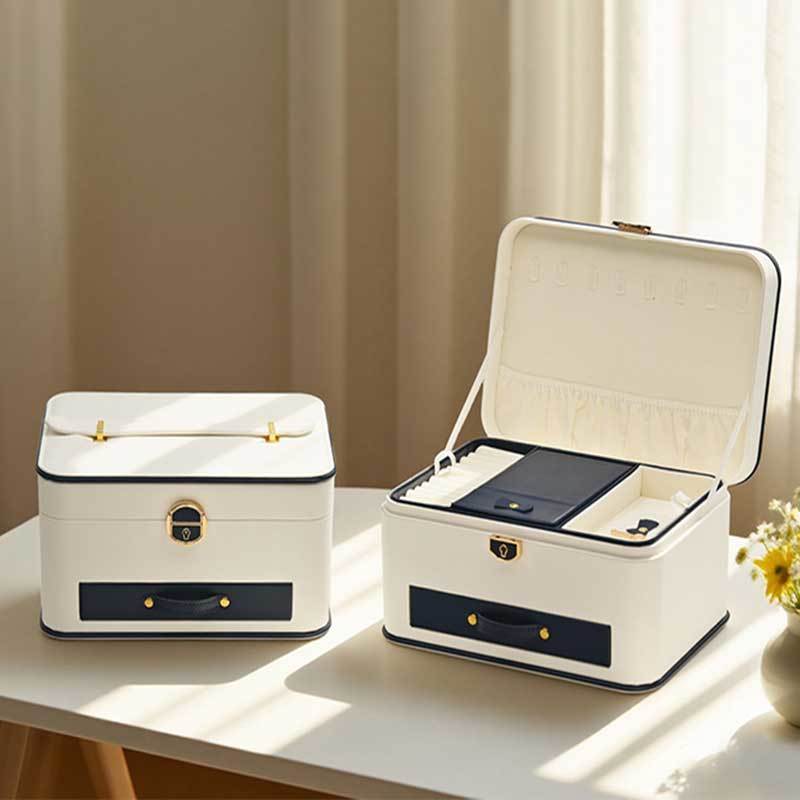 Premium Customizable PU Leather Jewelry Box with Mirror