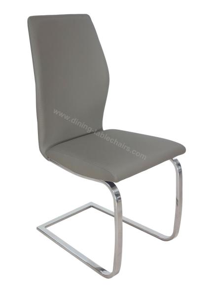 Modern PU Dining Chairs Thickly Foamed Seat Curved Back Scratch Proof