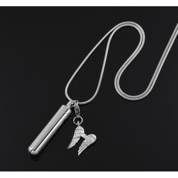 CNC Inlay Technology Angel Wing Perfume Bottle Pendant Stainless Steel Necklace for Men
