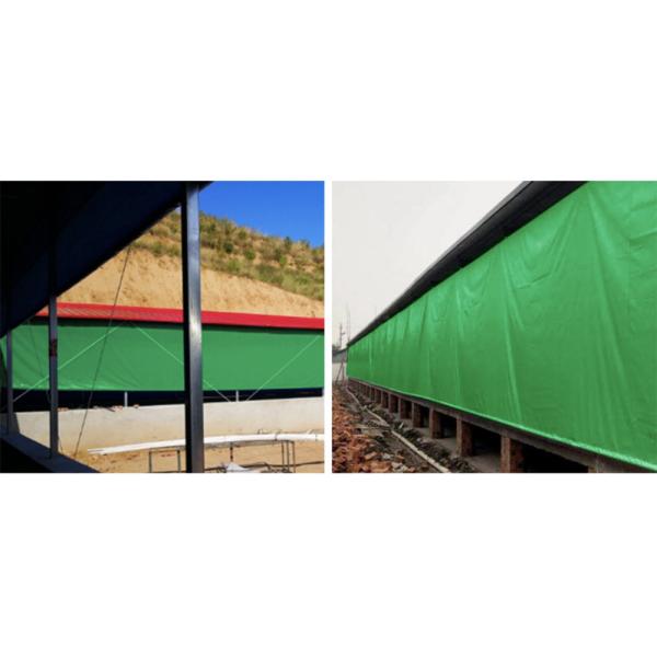 300-1000gm Tejido de carpa de PVC Pollería y ganadería Granjas Cortinas rodantes Tarpa térmica