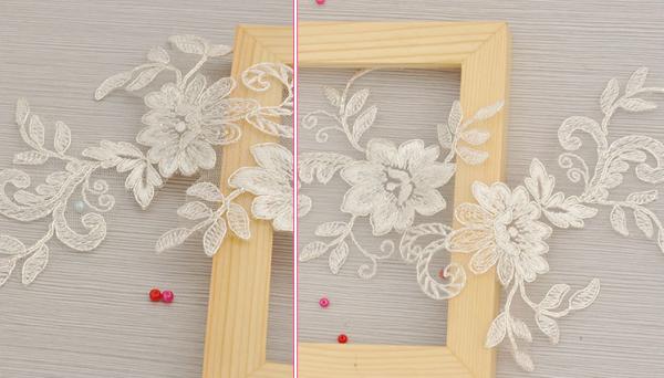 Garment Accessories Embroidery Lace Applique with Cord  Ivory Color