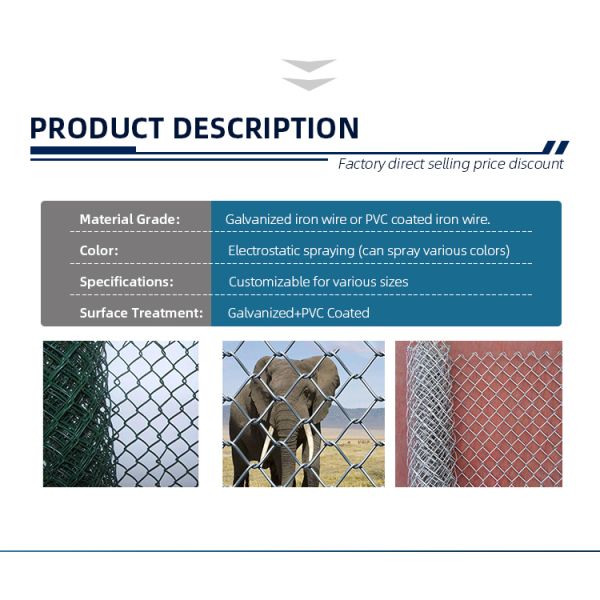 Material Galvanized Iron Wire Or PVC Coated Iron Wire PVC Sprayed Electric Galvanized Chain Link  Fence