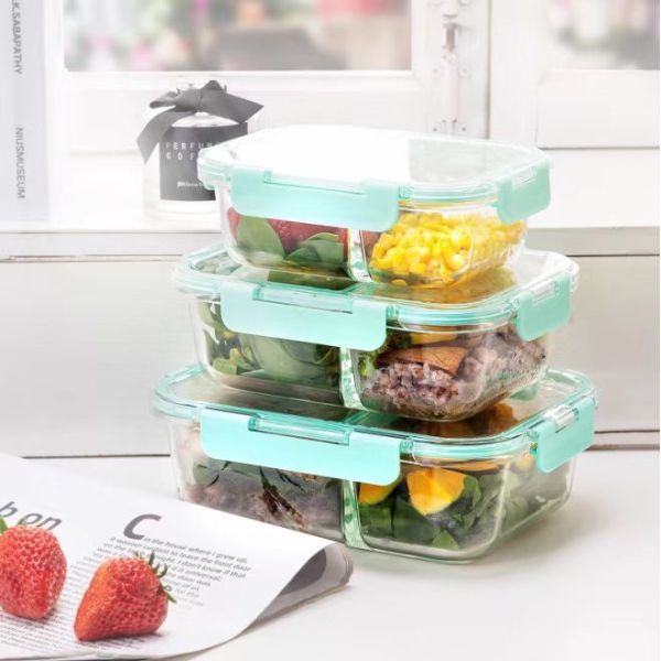 IKOO High Borosilicate Glass Meal Prep Container with Airtight Cool Lock Lid and Stackable Design
