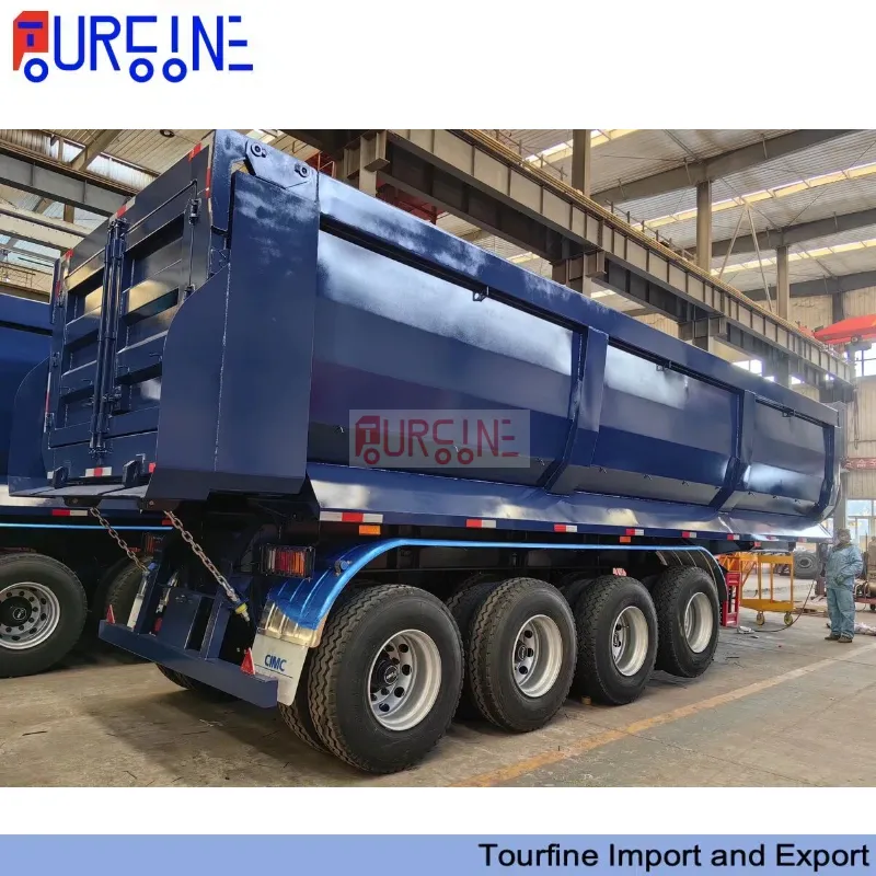 80 Ton 4 Axle Dump Semi Trailer with Hydraulic Front Tipping System