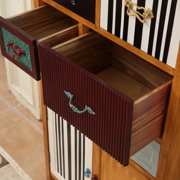6 Drawer Vertical NC Painting Solid Wood Storage Cabinet Family Room Furniture