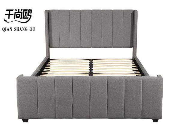 Grey Solid Wood Double Bed Frame 137*203cm 153*203cm with Linen Cover