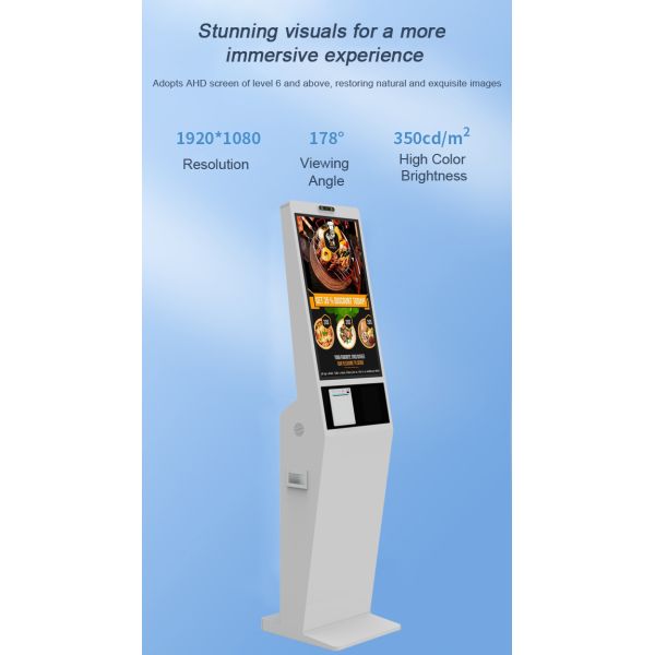 32 inch Indoor Advertising Playing Equipment Floor Standing Food Ordering Kiosk With Lcd Touch Screen