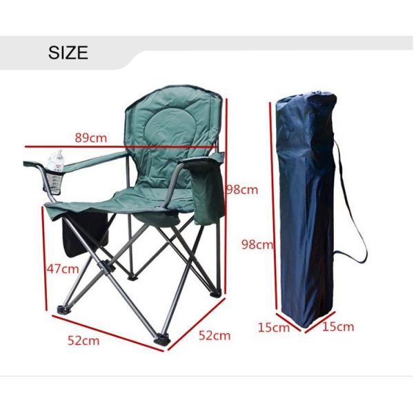 Luxury Support Folding Camping Fishing Lawn Chair Hard Arm High Back With Cooler Bag