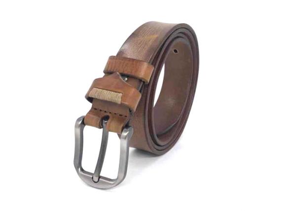 Tan  Color Womens Genuine Leather Belt  With Brushed Alloy Buckle  /  Jeans Waist Belt