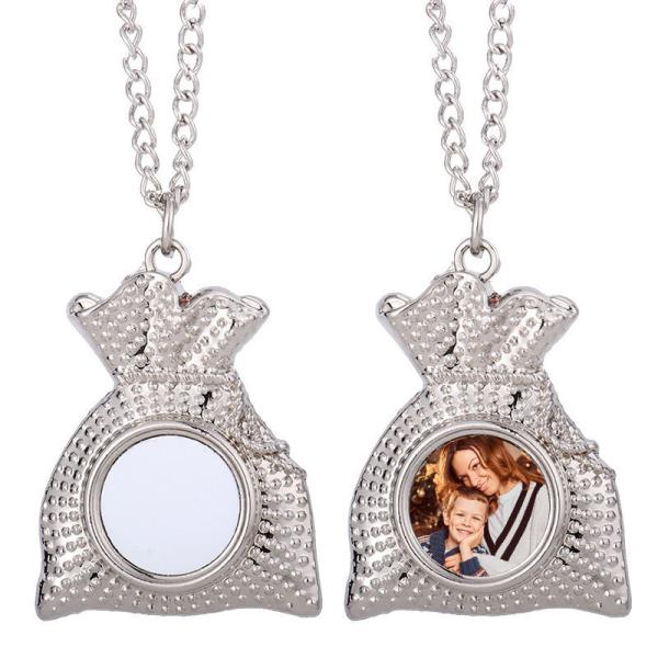 Personalized Sublimation Christmas Lucky Bag Hanging Pendant Necklace custom metal necklace