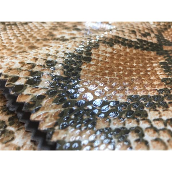 0.6mm Scuba Suede Printed Leather Fabric With Snake Skin Design Plus Lamination Effect