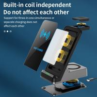 15w 3 dans 1 facturation rapide de chargeur sans fil rapide de Qi la montre d'écouteur de téléphone