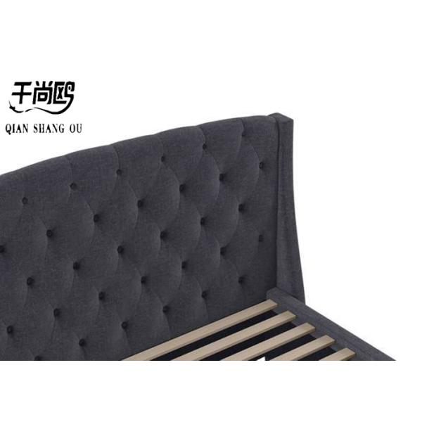 Apartment Fabric Upholstered Beds / Luxury Bed Frame With Storage