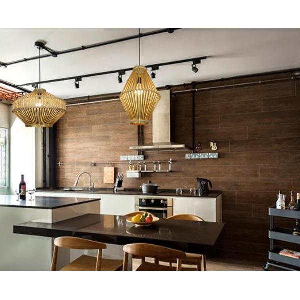 3500K Retro Bamboo Woven Pendant Light For Indoor Living Room