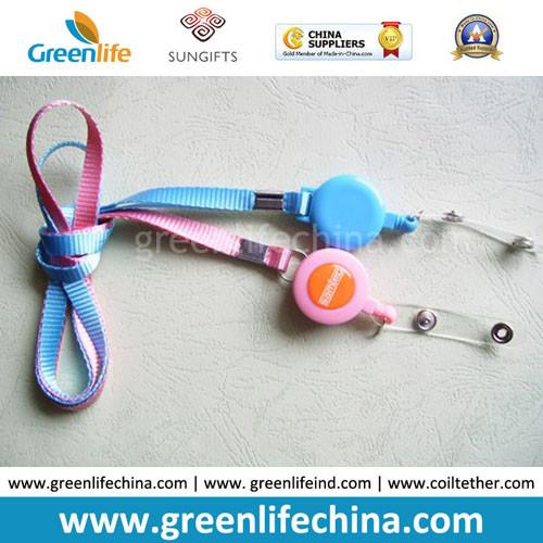 Breakaway neckwear smooth polyester custom printed satin lanyard and round badge reel holder combo