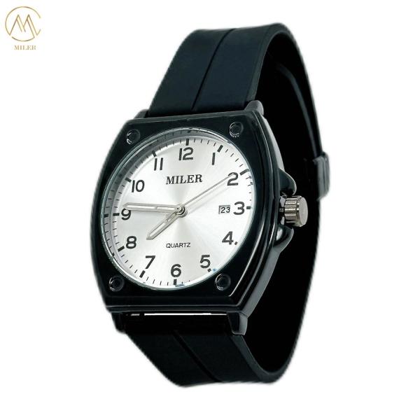 Saling chaud simple classique décontracté Black Bezel Quartz Poignée de poignet avec la sangle de silicone