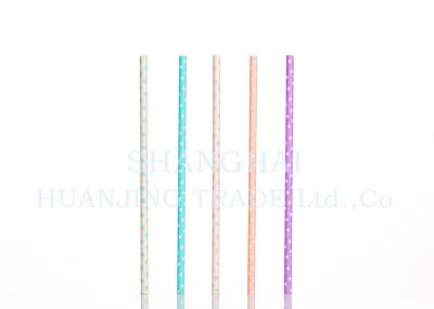 Food Grade Bleached Polka Dot Paper Straws With Non Toxic Harmless Ink