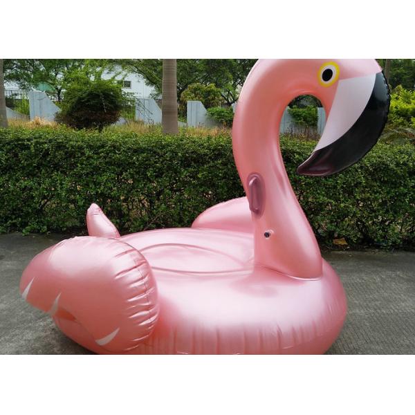 Rose Gold Inflatable Water Toys 0.25mm PVC Flamingo Pool Float For Kids Logo Printed