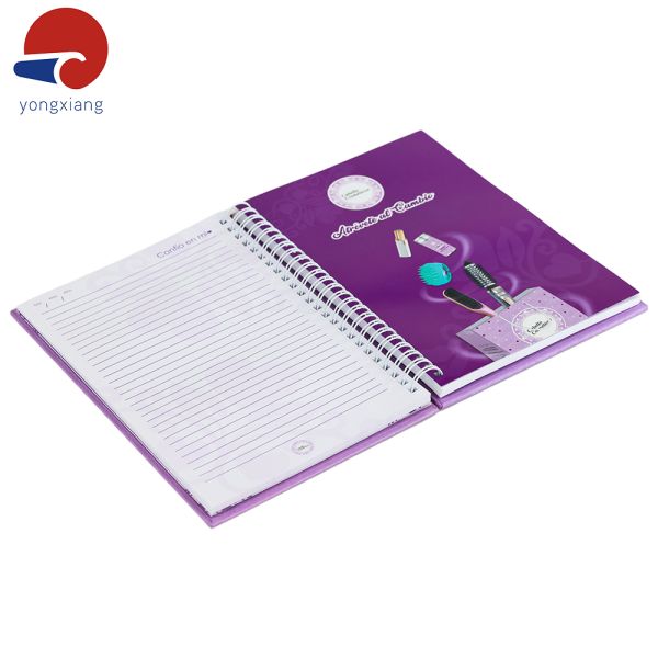 Full Color Custom Weekly Planner Purple Spiral Notebook Features Drawstring And Functional Pocket