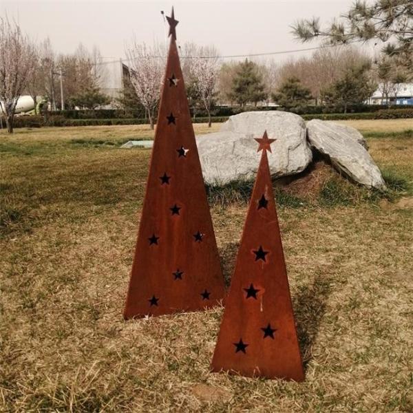 Do jardim de aço especial de Corten do feriado cargo decorativo da lâmpada da árvore de Natal do metal