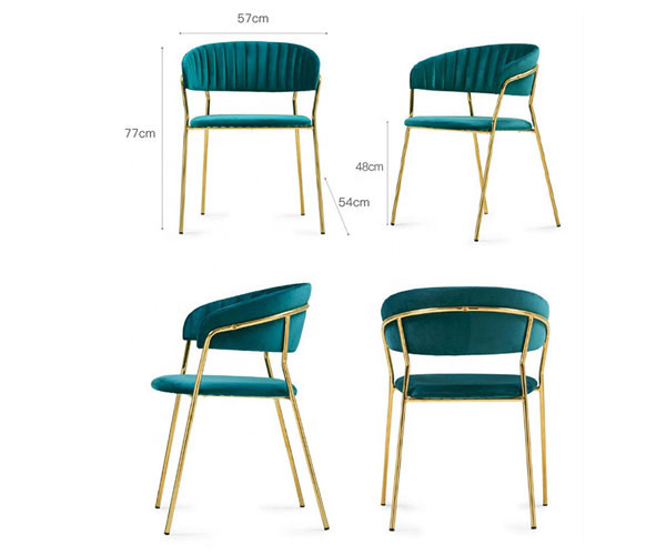 Las sillas de la parte posterior de ronda del terciopelo de Fannel planchan el acero elegante con los brazos los 50*55*80cm