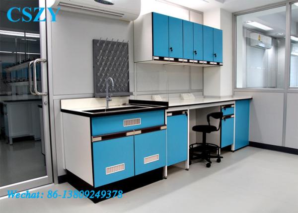 Modern Science Lab Benches Blue Strong With Steel And Wood Material