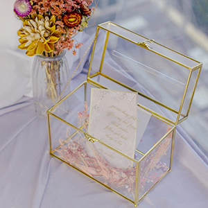 Glass Wedding Card Box With Slot, Clear Card Box Gold Brass Gift Card Storage Box Perfect For Wedding Receptions