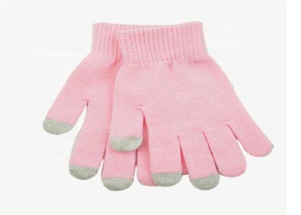 Three Finger Warm Touch Screen Gloves , Acrylic Knitted Magic Touch Screen Gloves