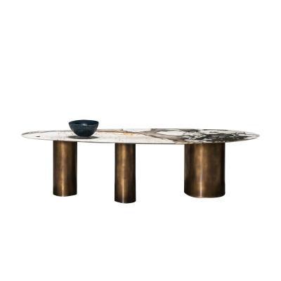 Mesa de jantar de quadro estável durável do metal da tabela luxuosa do tampo da mesa do mármore do estilo de Itália