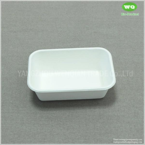 400ml Bleached Sugarcane Box With Lid-Hot Selling Sugarcane Pulp Rectangle Lunch Box Disposable Biodegradable Container