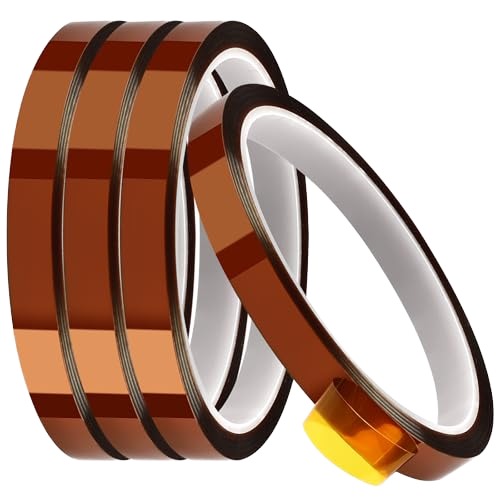 4 Rolls High Temperature Heat Resistant Adhesive Tape 10mm X 33m (108ft) for Sublimation Heat Press Electronics Soldering