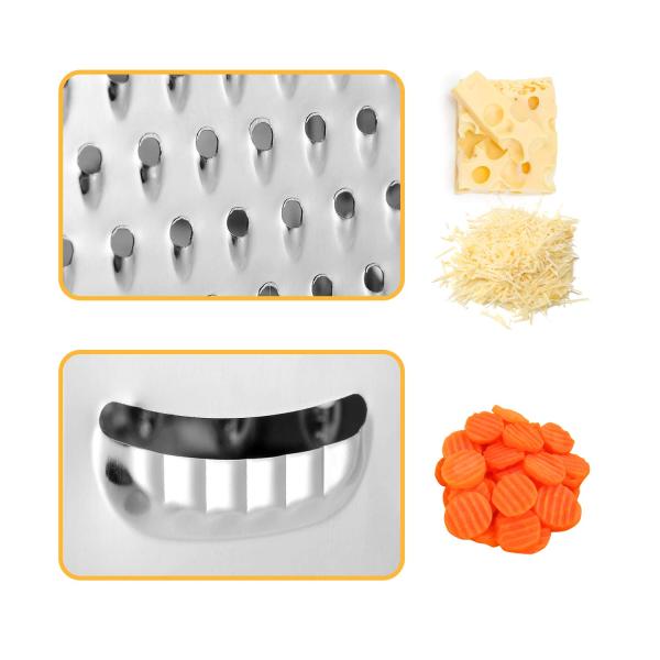 Convenient Handheld Vegetable Slicer and Cheese Grater with Stainless Steel 6-Sided Design