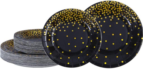 Dessert 7 Inches Gold Foil Compostable Paper Plates For Cake Dessert