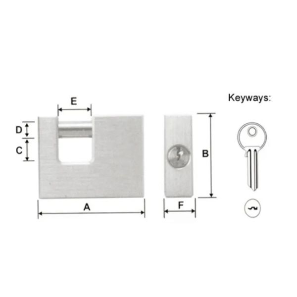 Rarlux 50-90mm High Security SOLID PADLOCK Shackle in Chrome Plated Best Padlock Brass Rectangular Padlock