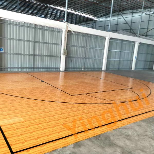 Ppolypropylene Woodgrain Basketball Flooring Modular Interlocking Wood Tiles Outdoor