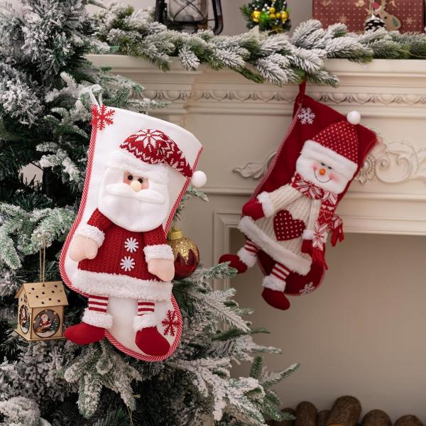 Christmas Stockings 2 Pack 3D Gnomes Santa Christmas Stockings Personalized Christmas Stockings White Christmas Decor