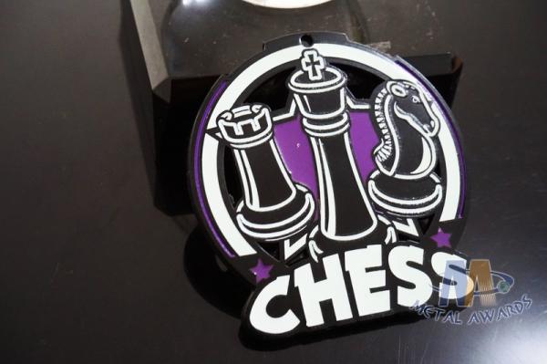 2D / 3D Design Glow In The Dark Chess Medals Participation Medals Spray Black Plating