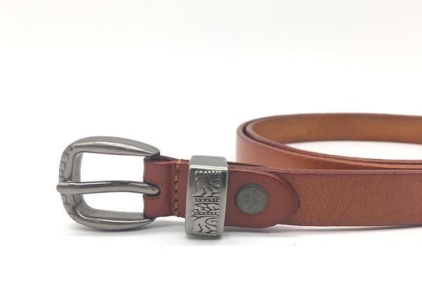 Female 1.8cm Cowhide Leather Waist Belt With Alloy Pin Buckle