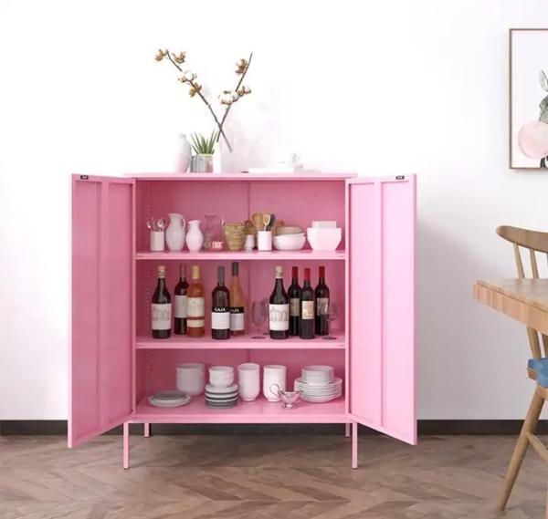 Home Living Room Furniture Steel Metal 2 Door Storage Cabinet Customized