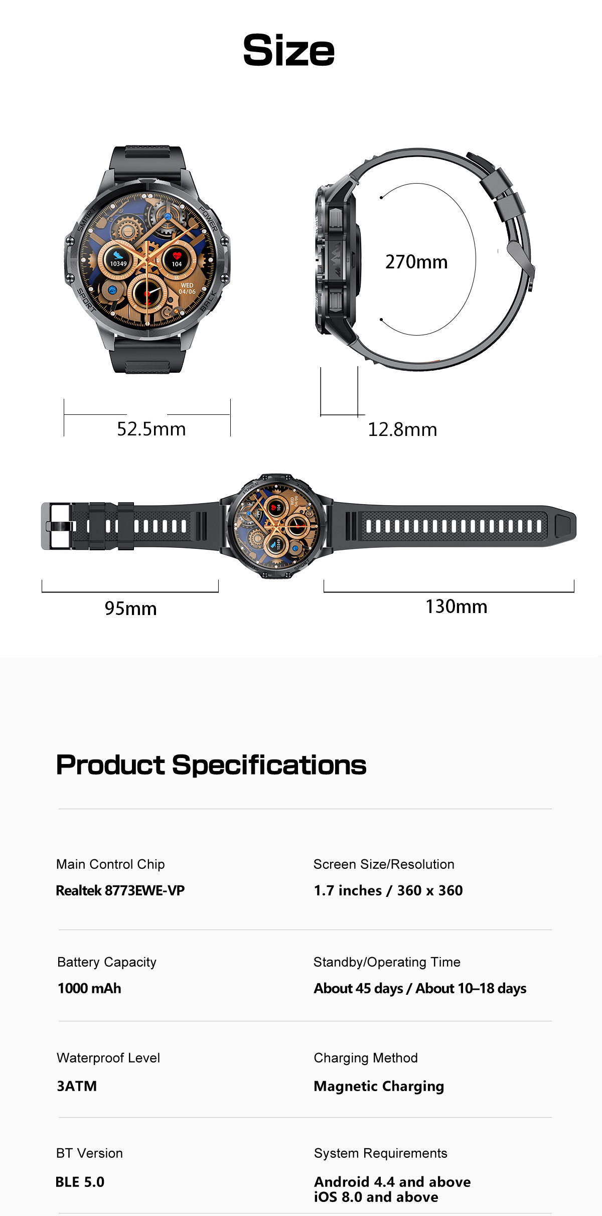 K77 Android Smartwatch Call IP67 Waterproof IPS Fitness Tracker Heart Rate Monitor Sleep Tracker Multi-Sport Silicone Alloy Case