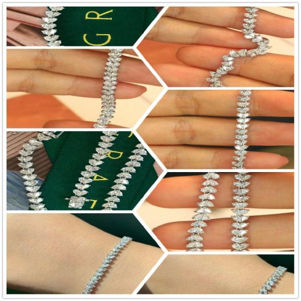 18K Customizable Tennis Bracelet with Lab Grown Diamond and Full Diamond Water Drop