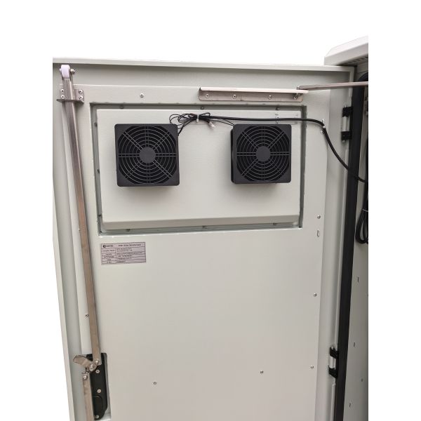 32U Outdoor Aluminum Cabinet,  Dual Cooling Fans,  LED Lights,  24 Port CAT6A Patch Panel,  Cable Manager and Door Sensors