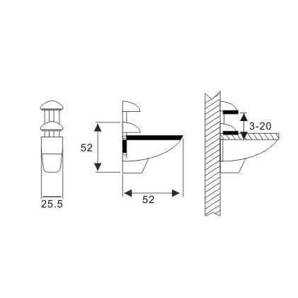 Adjustable Glass Holder YS-015S, Zinc Alloy,  for glass 3-20mm